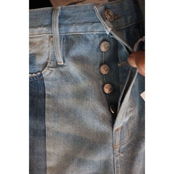 Frame Women's Sz 27 Blue Le Original Bleached High Rise Straight Fit Jeans - Picture 5 of 12